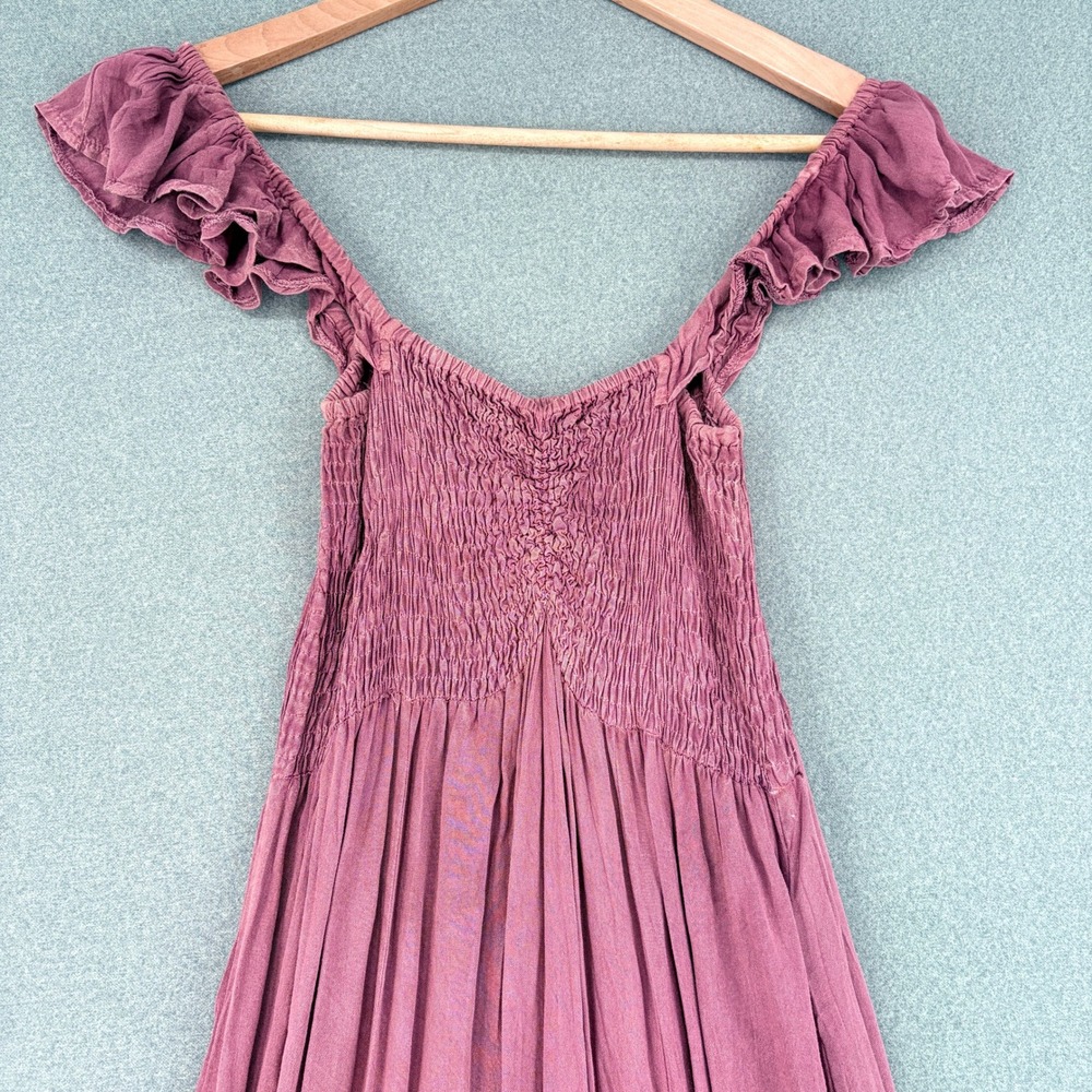 Raviya Extratropical Maxi Dress Small Mauve Smocked Ruffle Boho Prairie Western - Picture 2 of 9